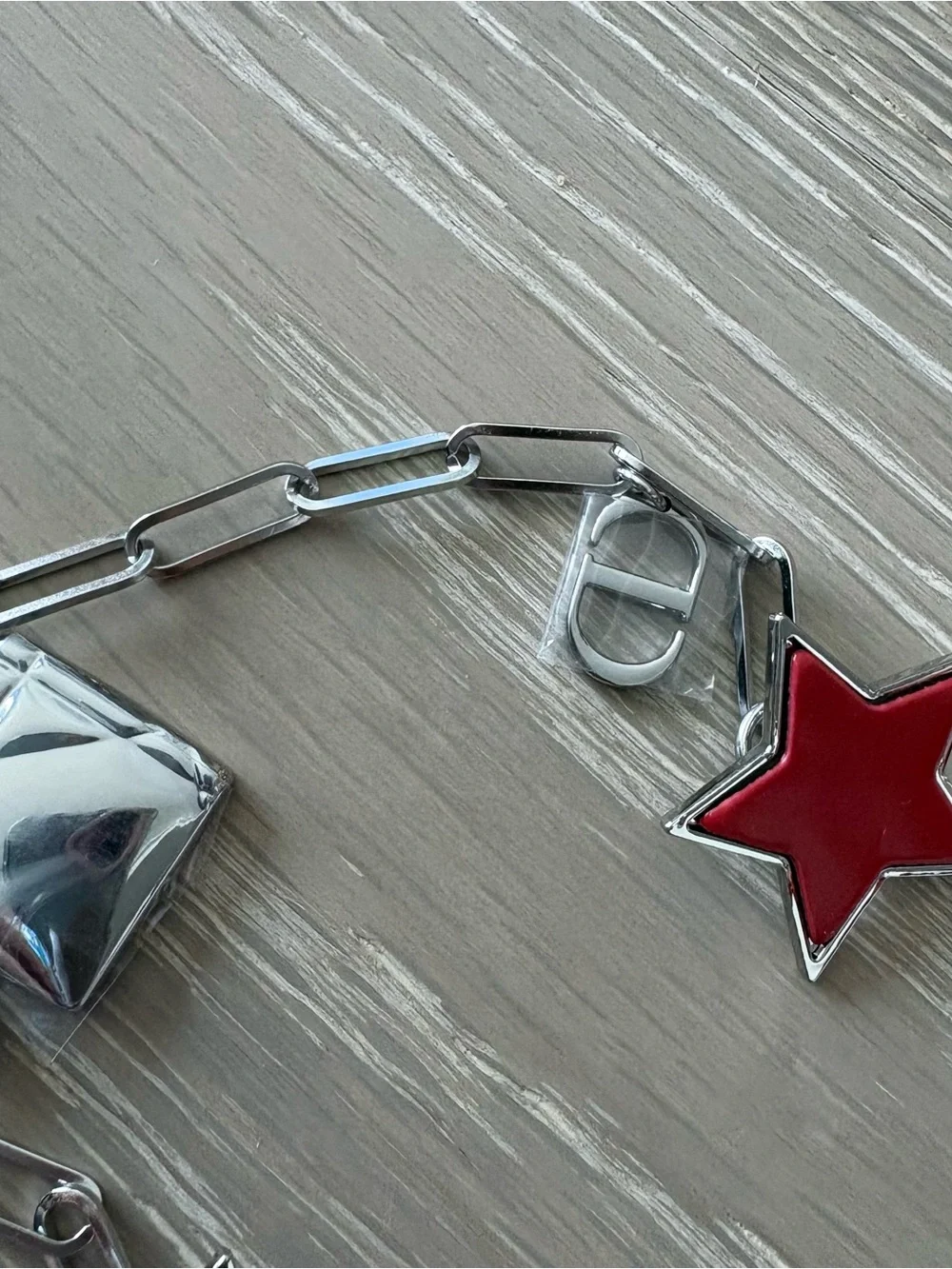 Dior Silver-Tone Star & Logo Charm Chain Phone strap